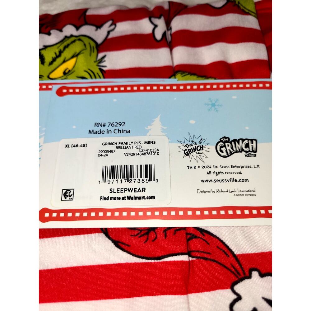 NEW The Grinch Men's 2 Pc Pajama Set Christmas Sleepwear Pants/ Shirt XL NWT - Picture 6 of 6